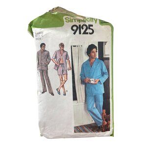 Simplicity 9125 Pajama Sewing Pattern Size Large Long & Short Sleeves Pants CUT